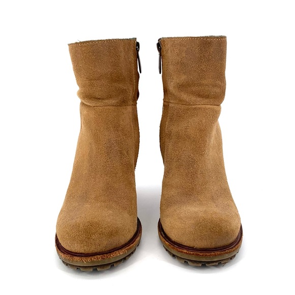 Sam Edelman Franklin Leather and Suede Heeled Ankle Boot In Whiskey Size 6 - Picture 2 of 12